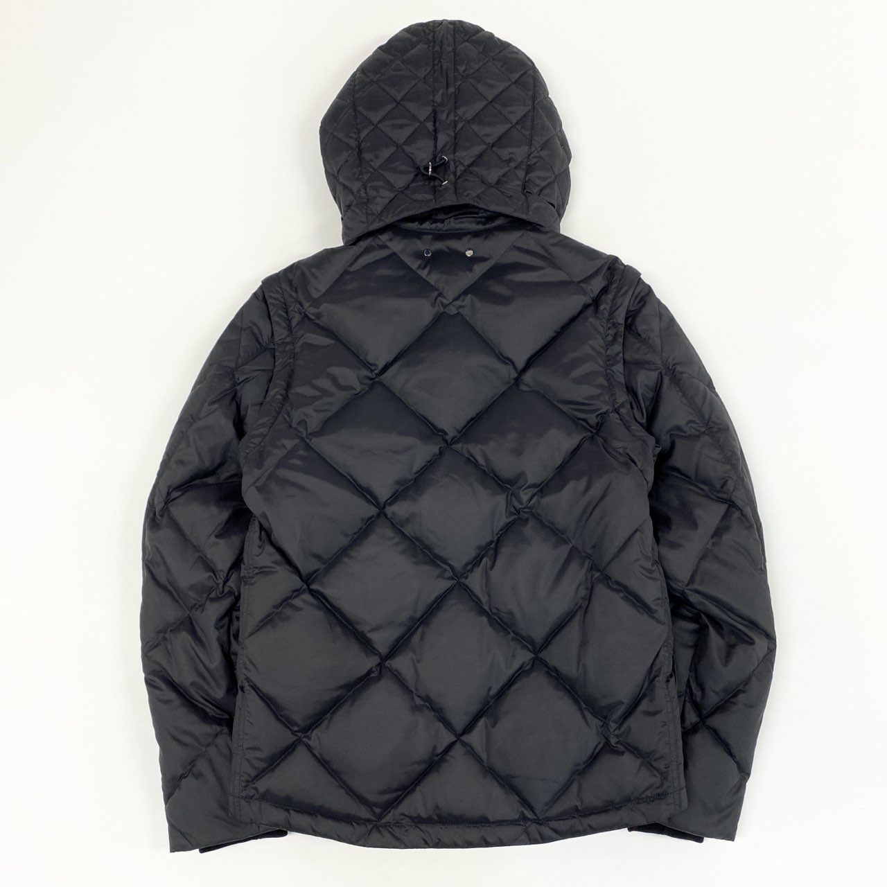 43a27 LOUIS VUITTON ルイヴィトン 2way ダウンジャケット ダウンベスト LVロゴ レザー切替 イタリア製 44 ブラック
