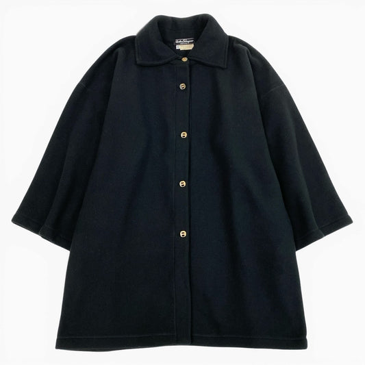 4a4 Vintage Ferragamo ヴィンテージ フェラガモ Fleece フリース素材 Overcoat オーバーコート アウター Size M レディース 女性用k02i