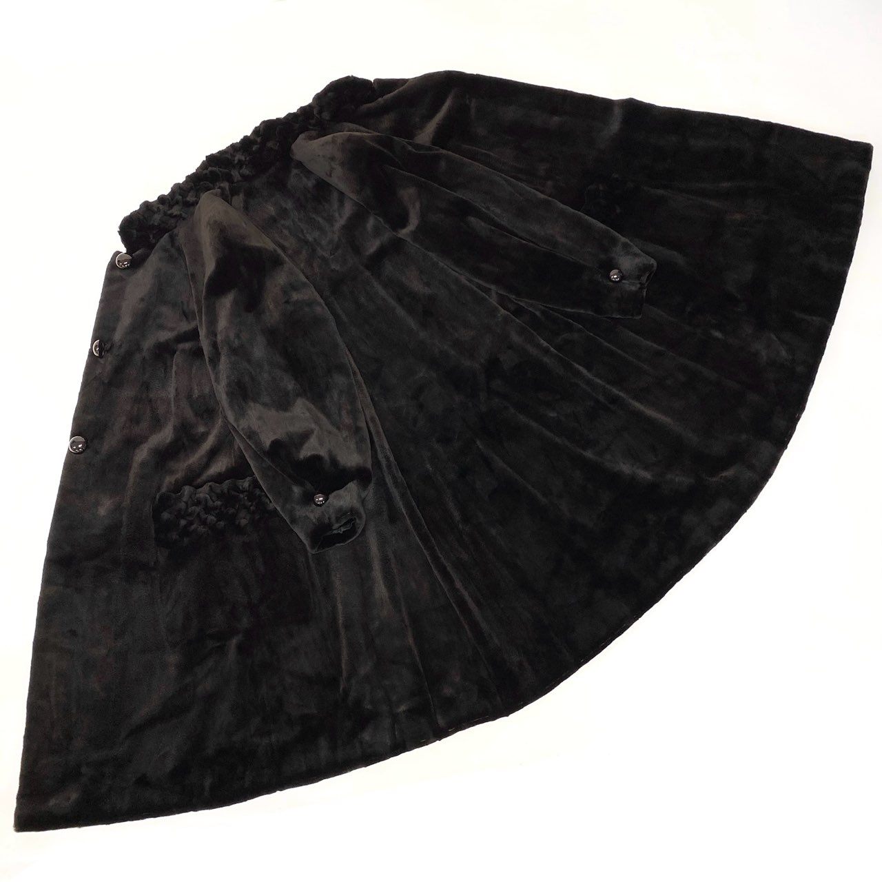 82a15 Nakamura Fur シェアードミンク ロングコート サイズ9～11 ブラック 本毛皮 Shared Mink Fur Coatt18r