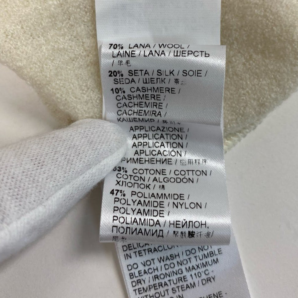 85k4 Ermanno Scervino エルマンノ シェルヴィーノ 大きいサイズ イタリア製 カシミヤ混 レースデザイン 長袖 ニットセーター トップス プルオーバー 44 XLサイズ相当 ホワイト ウール シルク カシミア レディースo07t