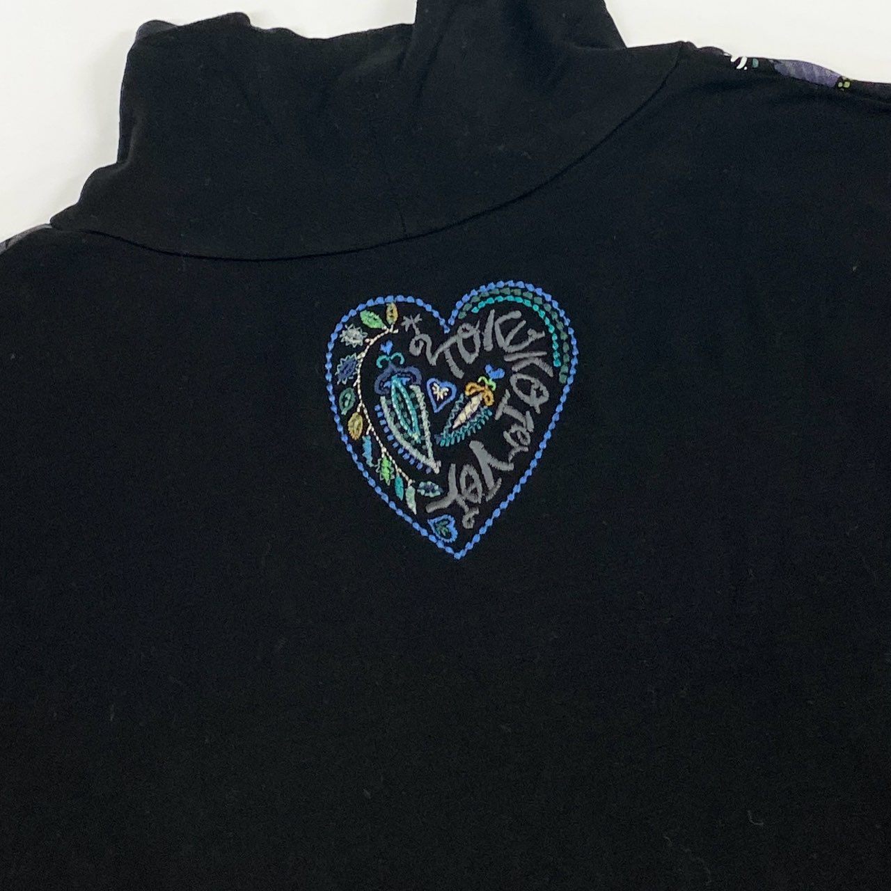 64k19《美品》 TOKUKO 1er VOL トクコプルミエヴォル ロングスリーブ ハイネックワンピース フレアワンピース 総柄プリント ストレッチ○ レディース 女性用 9 ブラックu02t