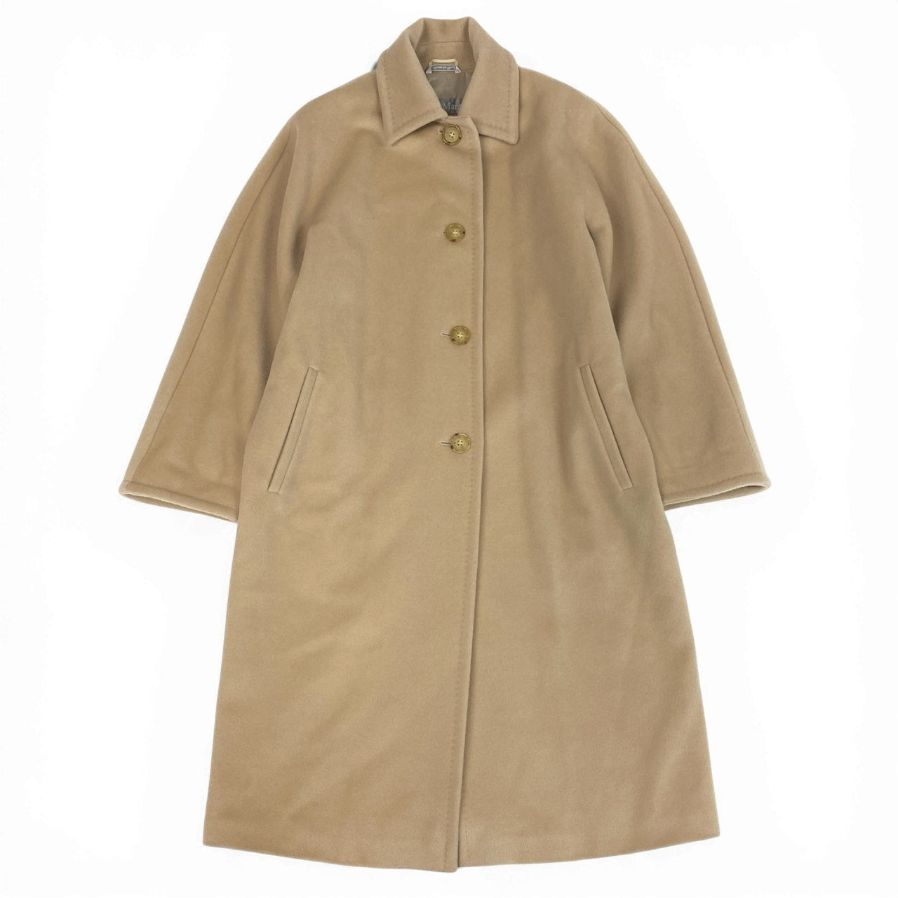 52a21 《美品》 MAX MARA マックスマーラ 銀タグ Wool Long Coat  ウールロングコート サイズ36 ベージュ イタリア製t18r