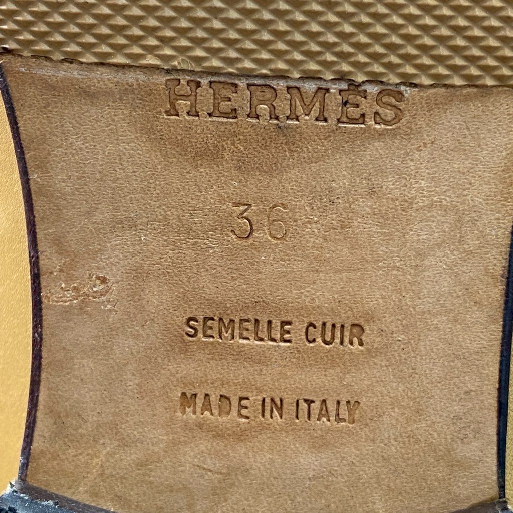 1d21 HERMES エルメス H金具 コンスタンス ローファー 36 ベージュ レザー レディース シューズ イタリア製