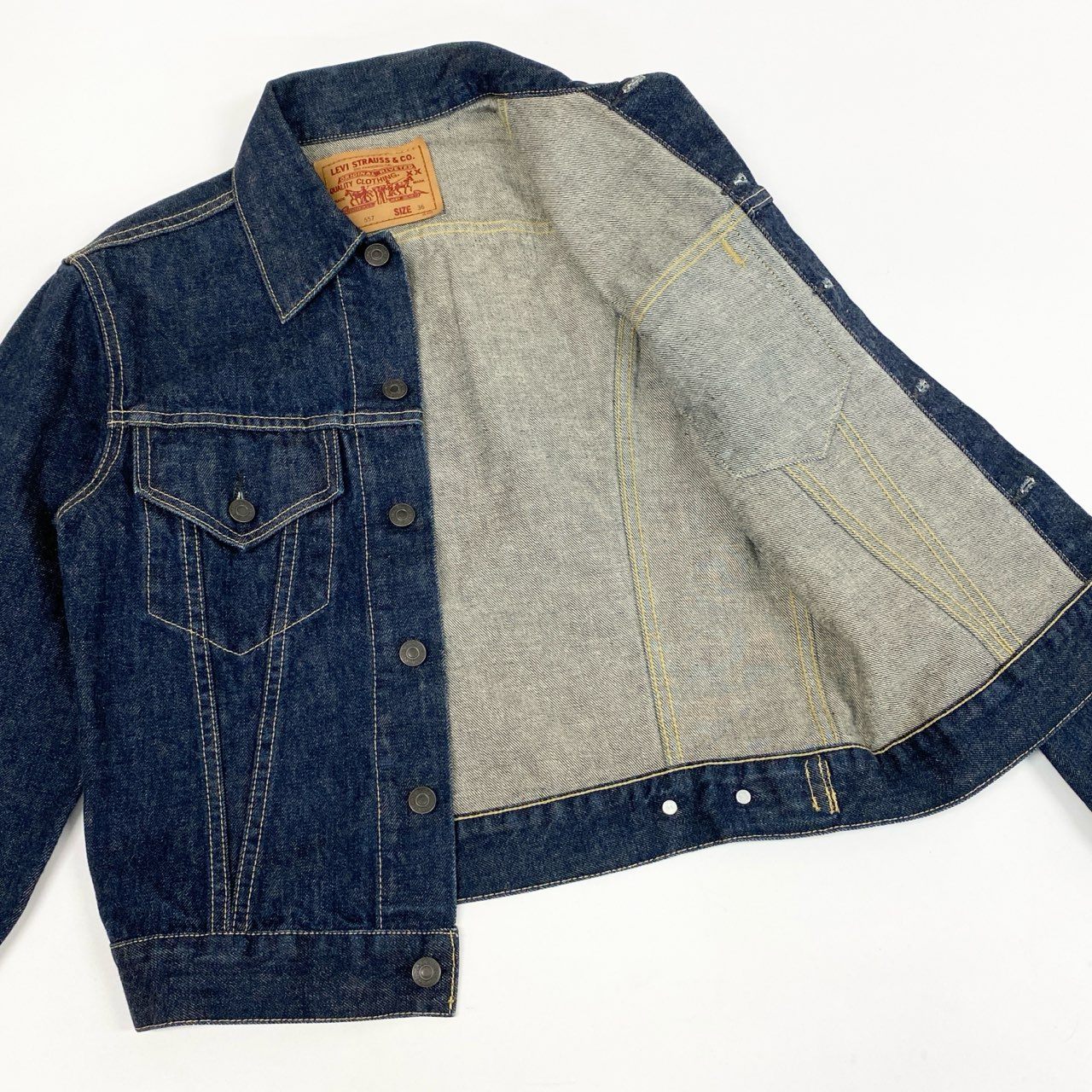 39L15 【美品】LEVIS リーバイス 90's デニムジャケット Gジャン アウター 71557-02 36サイズ インディゴ コットン100％ メンズo07t