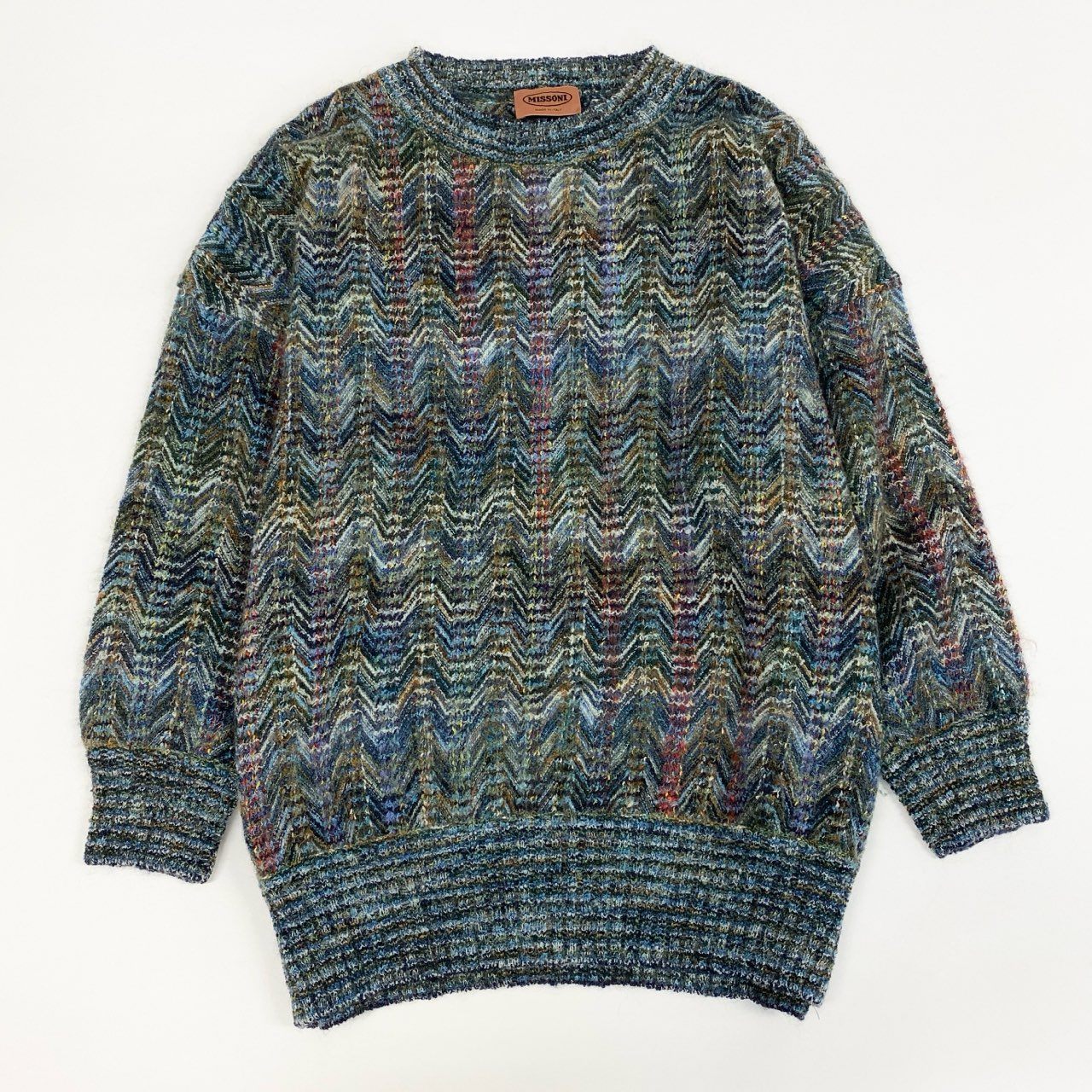 8j10 《美品》MISSONI ミッソーニ ミックスニット ニットセーター ロングスリーブ 72サイズ マルチカラー メンズu02t