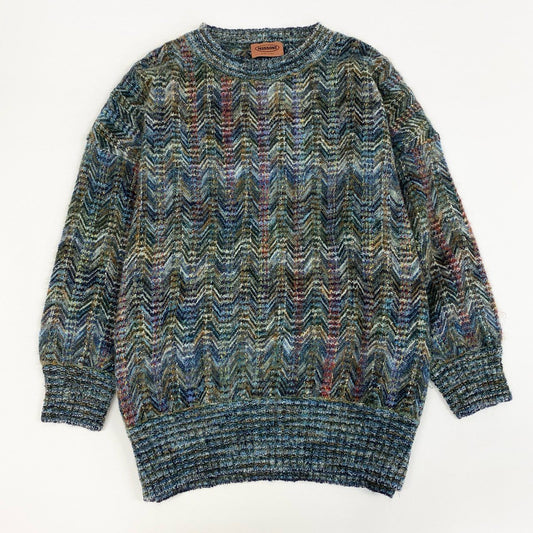 8j10 《美品》MISSONI ミッソーニ ミックスニット ニットセーター ロングスリーブ 72サイズ マルチカラー メンズu02t