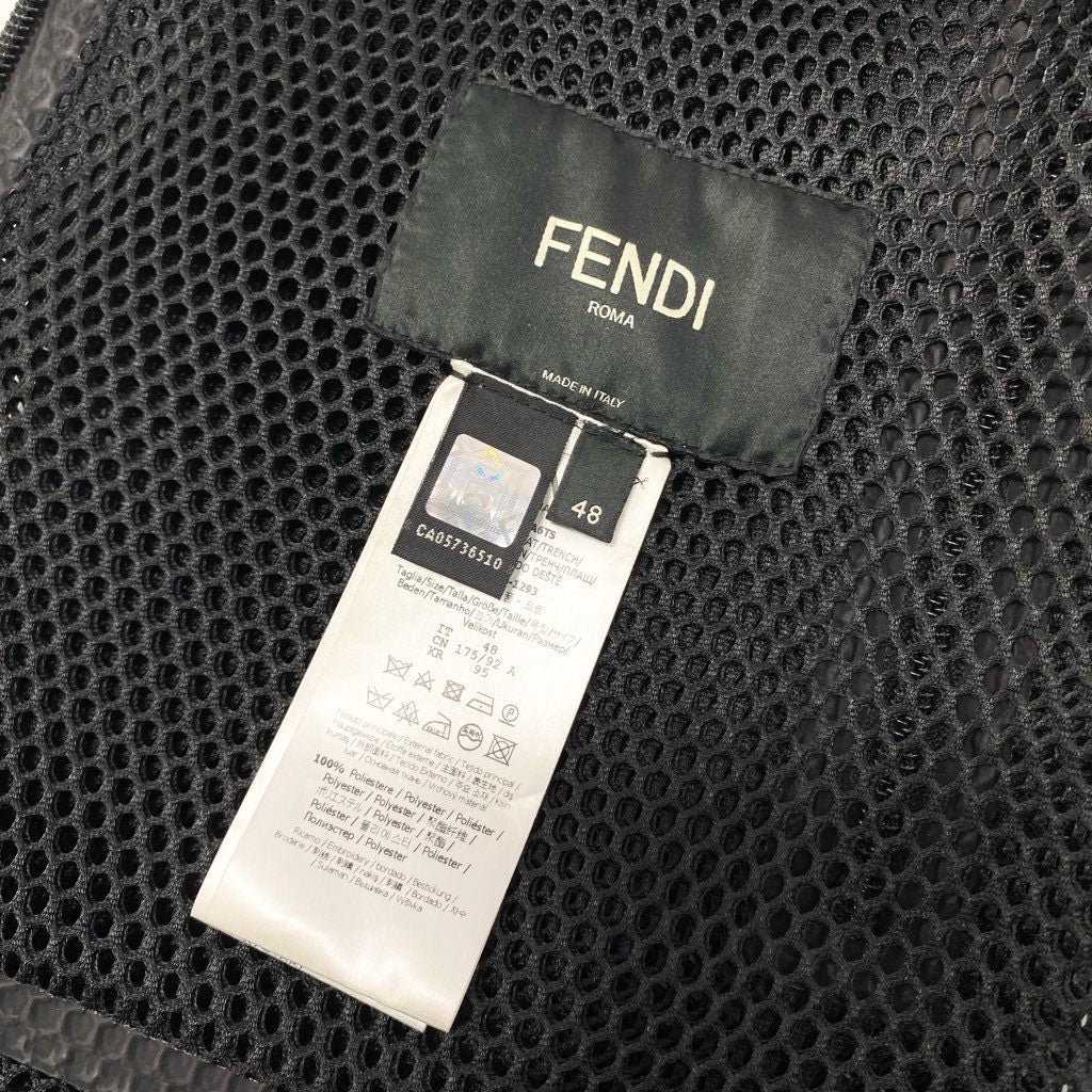 29a9 FENDI フェンディ フルジップ メッシュパーカー バグズアイ フーディージャケット バックロゴ イタリア製 メンズ 紳士服 FW0832 A6TS 48 ブラックo07t