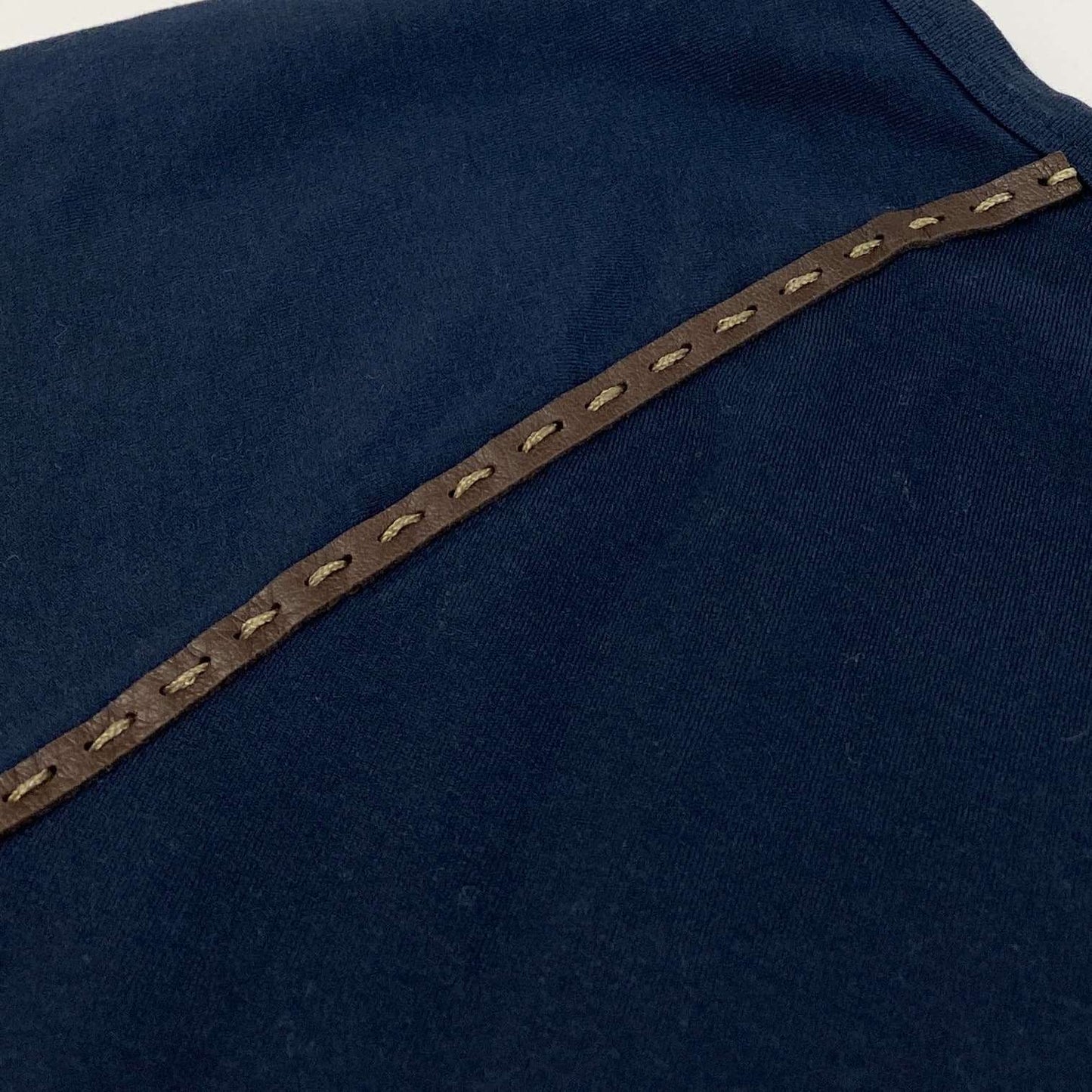 Eb20  FENDI フェンディ レザーパイピング 半袖Tシャツ カットソー 42 ネイビー レディースu02t