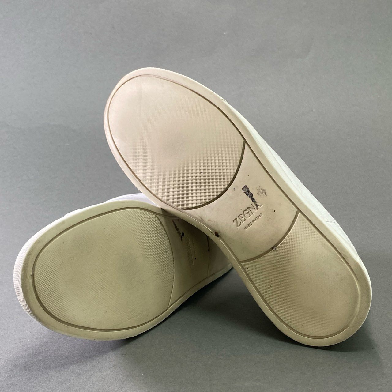 2f23 ZEGNA ゼニア TRIPLE STITCH トリプルステッチ レザースニーカー 7 1/2 ホワイト Leather シューズ 紳士靴 保存袋付き