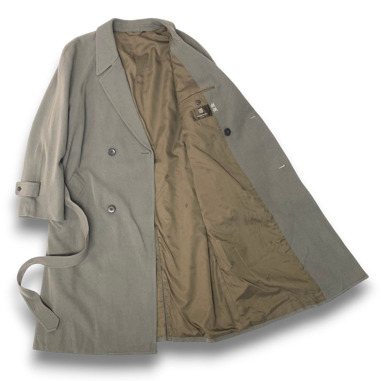 28c11 GIVENCHY ジバンシー トレンチコート コットンウールチェスターコート ロングコート アウター Lサイズ カーキ メンズ 男性用o07t
