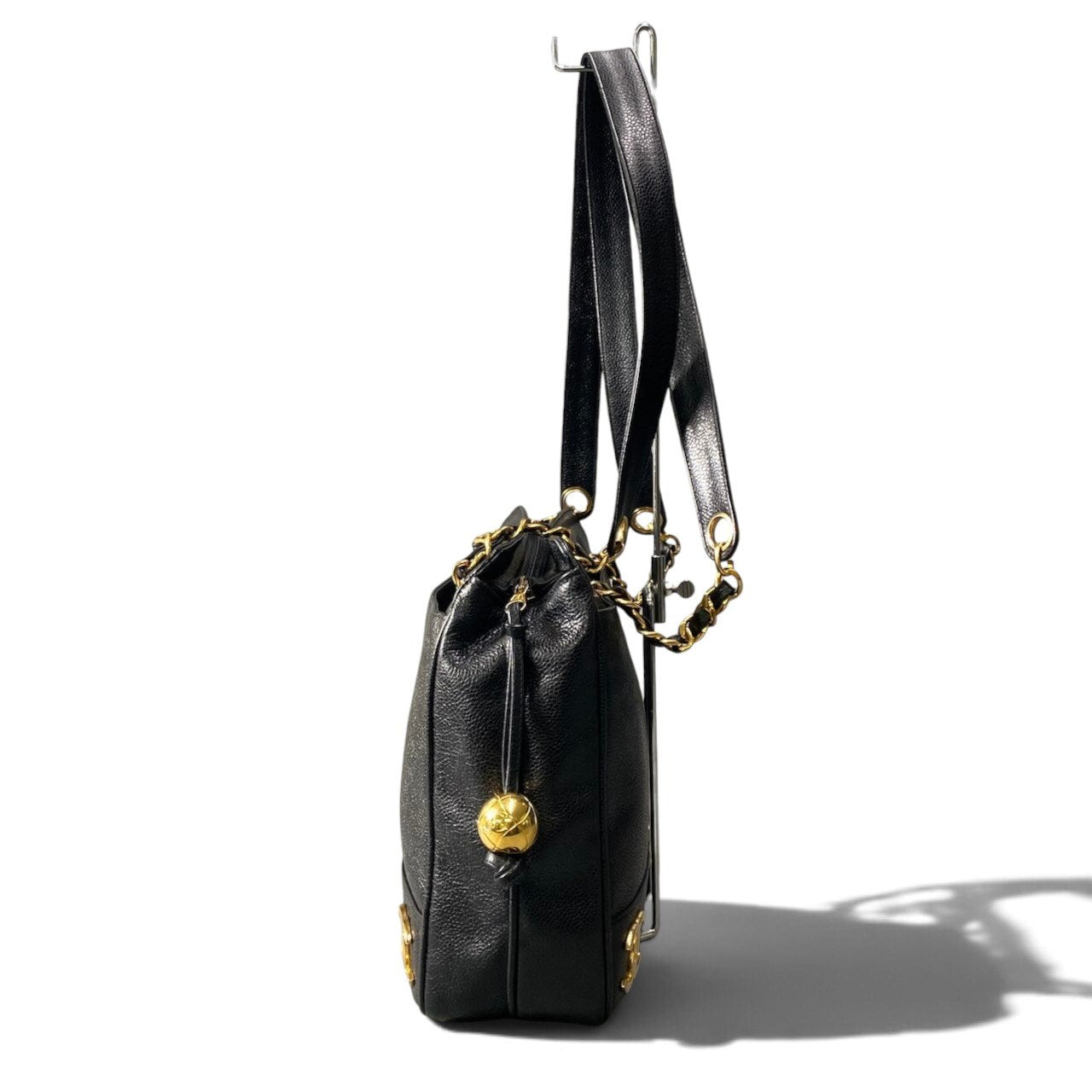 c18 CHANEL シャネル トリプルココマーク キャビアスキン ショルダーバッグ Caviar Skin Triple Coco Chain Shoulder Bag ブラック レザーt18r