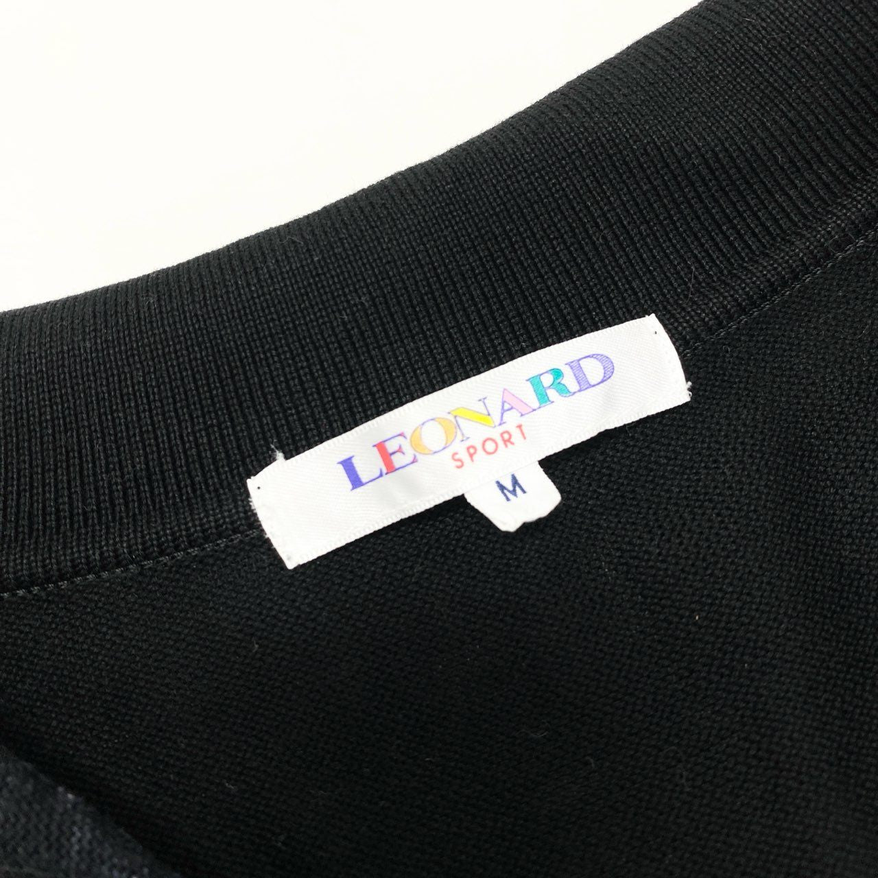 79k21 LEONARD SPORT レオナールスポーツ Vネック ニットセーター コットンニット 7分袖 花柄 レディース 女性用 M ブラック 綿100％u02t