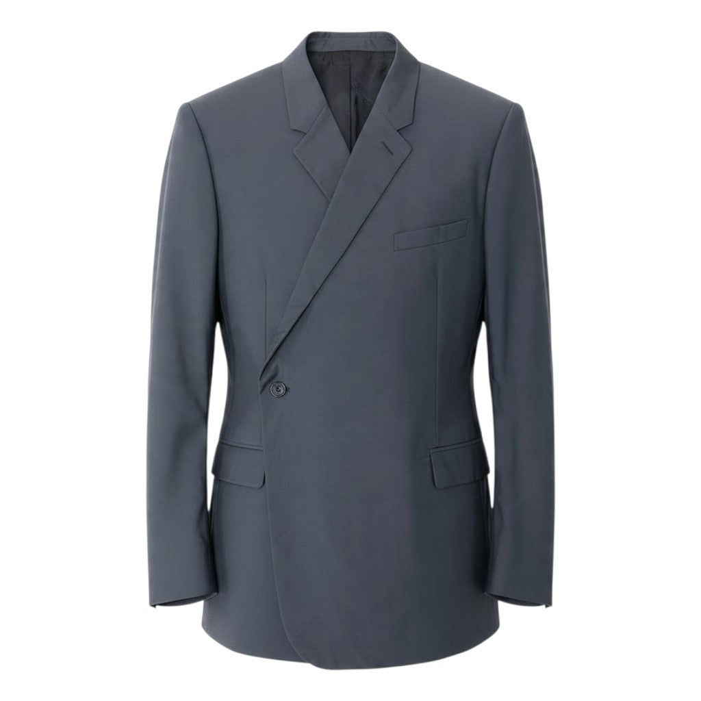 10j16【極美品】 DIOR ディオール テーラードジャケット シングル 1B 48 ダークグレー ウール シルク メンズ 紳士服u02t