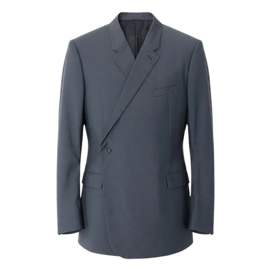10j16【極美品】 DIOR ディオール テーラードジャケット シングル 1B 48 ダークグレー ウール シルク メンズ 紳士服u02t