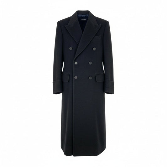 14Ⅼ1《美品》 DOLCE&GABBANA ドルチェアンドガッバーナ カシミヤ ダブルフェイスロングコート サイズ46 ブラック CASHMERE LONG COATt18r