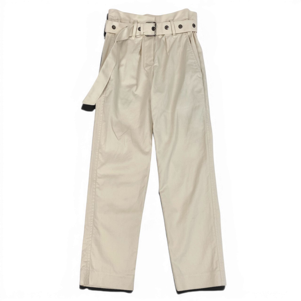39d14 BRUNELLO CUCINELLI ブルネロクチネリ ベルテッドパンツ ハイウエストパンツ 34 アイボリー レディースu02t