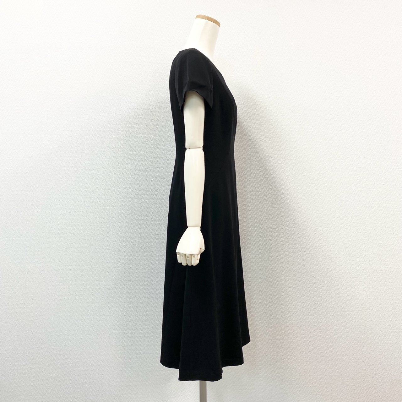 78i11 Sybilla シビラ 日本製 フレンチスリーブ ワンピース ドレス ロング丈 バックジップ Lサイズ ブラック レディースk02i