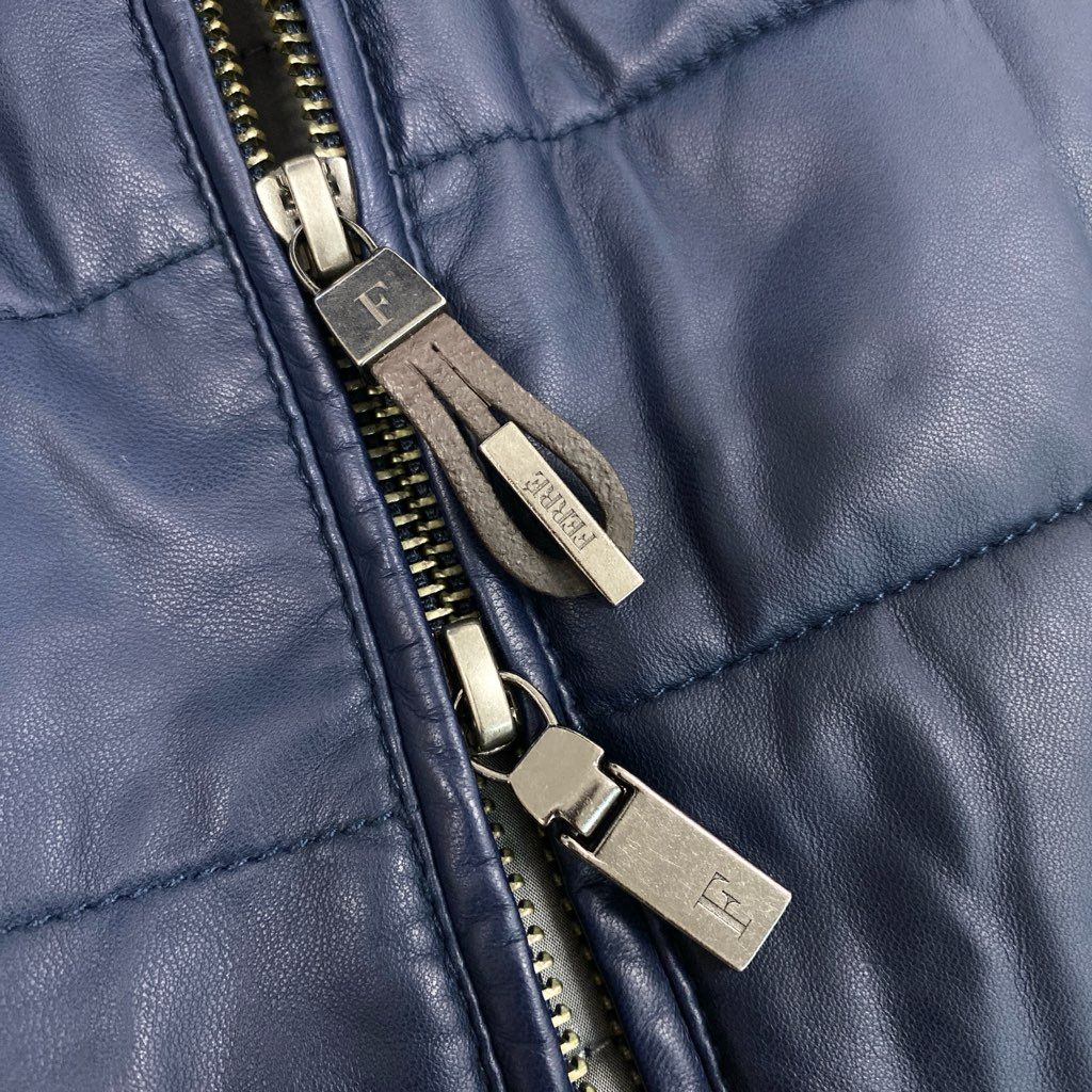 69L17 GIANFRANCO FERRE ジャンフランコフェレ レザーベスト スウェード ダブルジップ ジャケット アウター 48サイズ マルチカラー メンズu02t