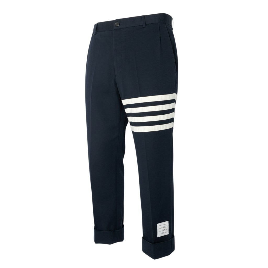 54b23 THOM BROWNE トムブラウン コットン ツイン 4BAR チノ トラウザー ネームタグ アップリケ MTU245A-03788415 2サイズ ネイビー コットン100％ メンズ 男性用u02t