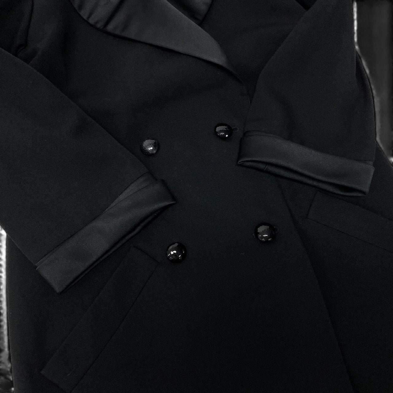 14f15 SAINT LAURENT サンローラン リヴゴーシュ ヴィンテージ ダブルブレスト チェスターコート ロングコート サイズ36 ブラック レディース 女性用u02t