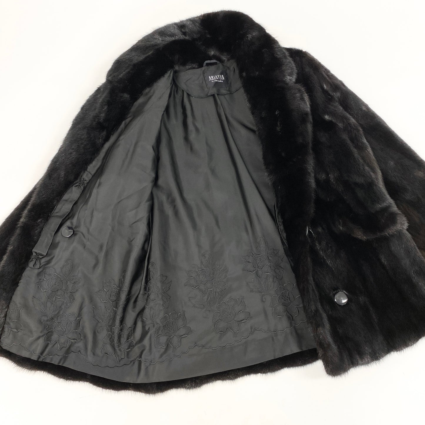 15i19 ARIANNA ダークミンク ミンクコート 毛皮コート ジャケット サイズF ブラック系 ミンクファー レディースu02t