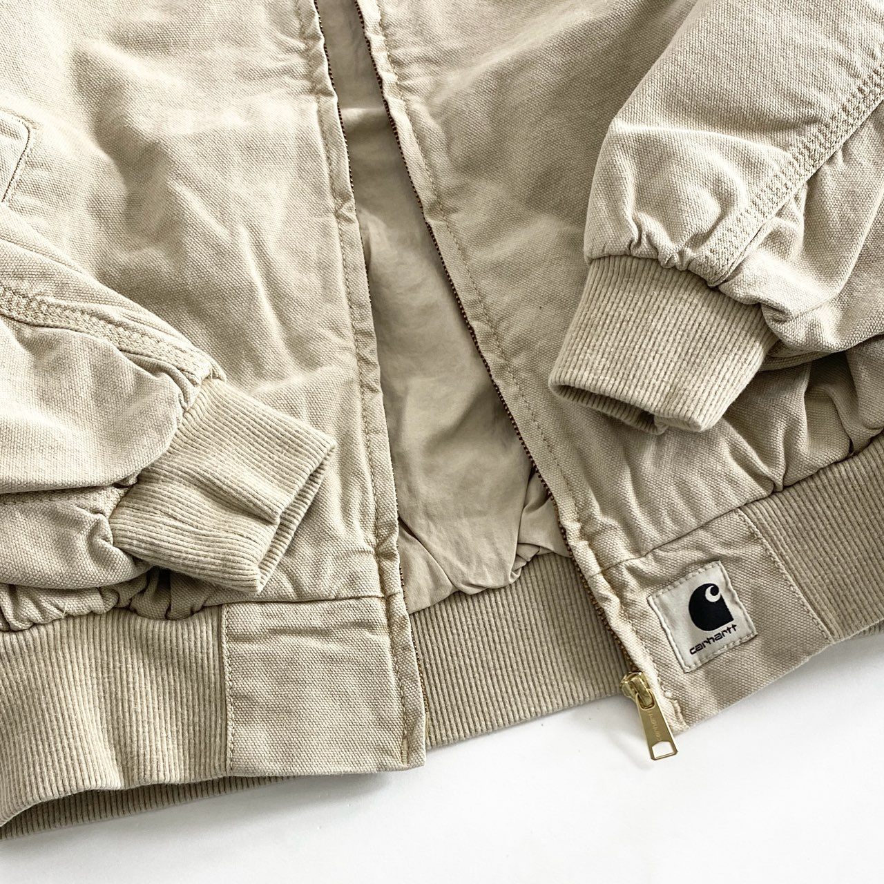 61e12 《未使用保管品》 タグ付 Carhartt WIP カーハート ダブルアイピ― SANTA FE BOMBER サンタフェボンバー ジャケット ブルゾン I030284 Sサイズ ベージュ コットン