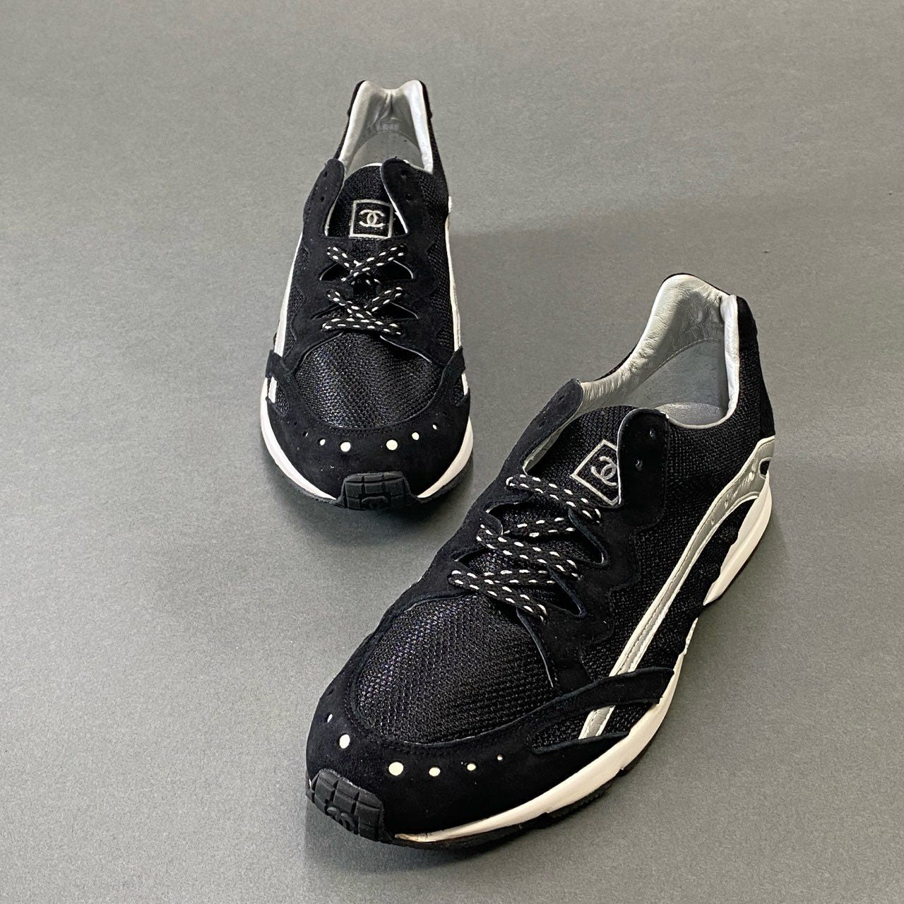 1g7《美品》 CHANEL SPORT シャネル スポーツ ココマーク スニーカー 37 ブラック ランニング シューズ トレーニング スペイン製