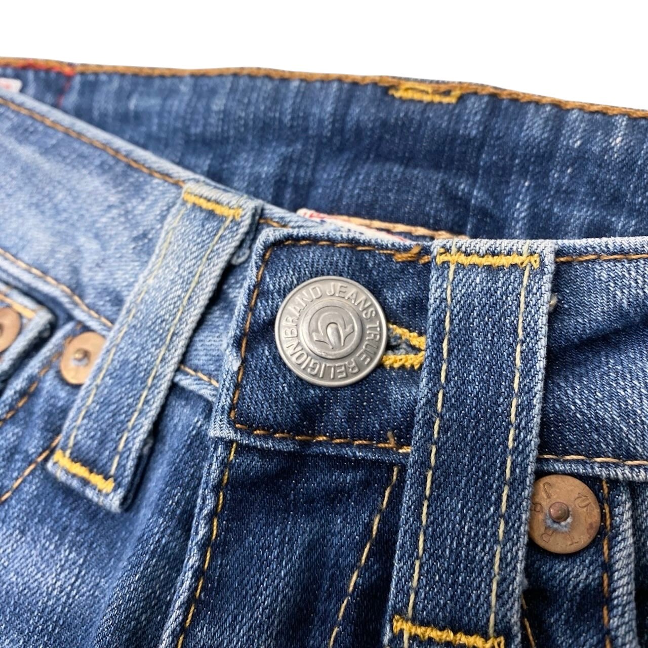 55h9 TRUE RELIGION トゥルーレリジョン フレア デニムパンツ ストレッチ サイズ24 インディゴ レディースu02t