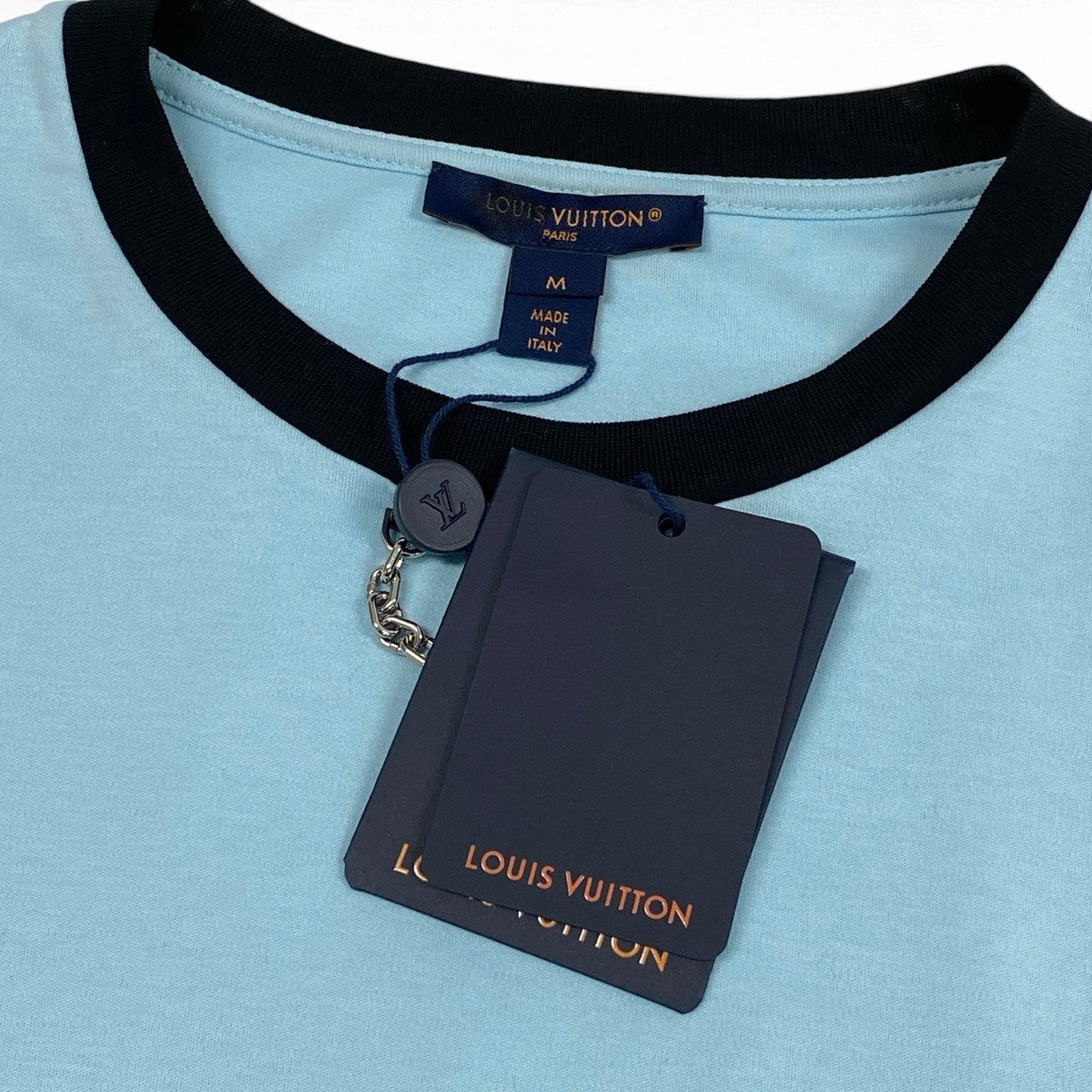 Ij9 【未使用タグ付】 LOUIS VUITTON ルイヴィトン モノグラム スカーフ Tシャツドレス RW242WW FRJD24 サイズM ライトブルー コットン シルク レディースu02t