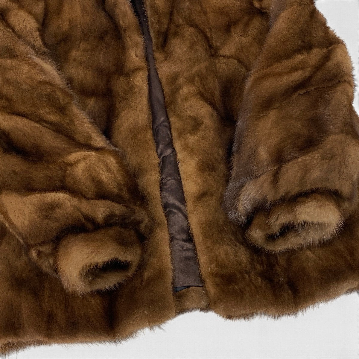 24j7 Very Good 袖段 デミバフミンク ファーコート サイズ13 ブラウン 本毛皮 Mink Fur Coat リアルファーt18r