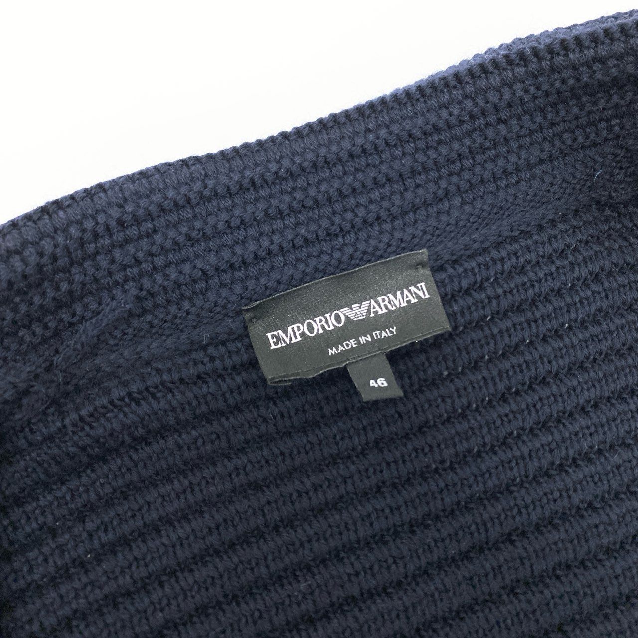 19k10 EMPORIO ARMANI エンポリオアルマーニ ニットジャケットコート Pコート ニットカーディガン H1G07M H135M 46サイズ ネイビー メンズu02t