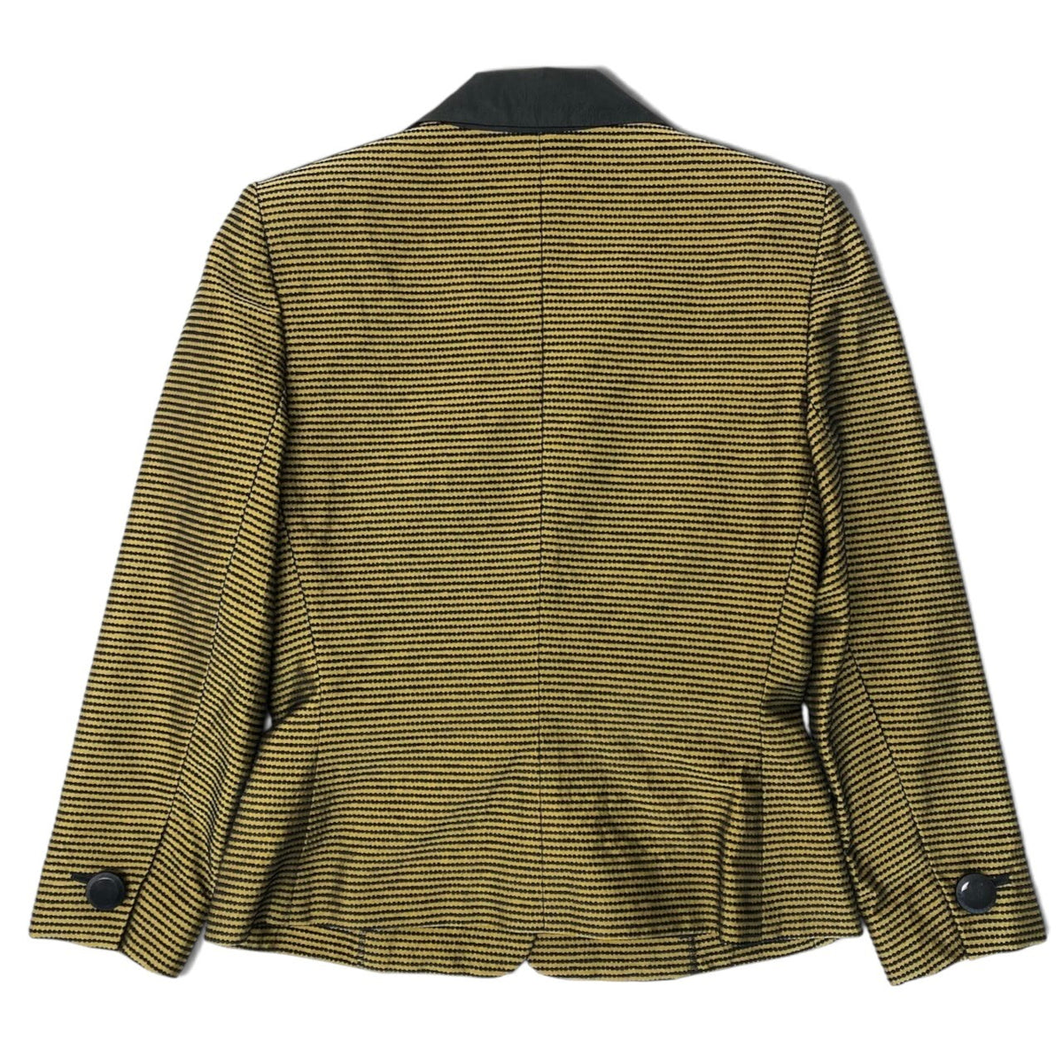 86i15 YVES SAINT LAURENT イヴサンローラン テーラードジャケット ストライプ柄 異素材切替 サイズ36 ブラック イエロー レディースo07t