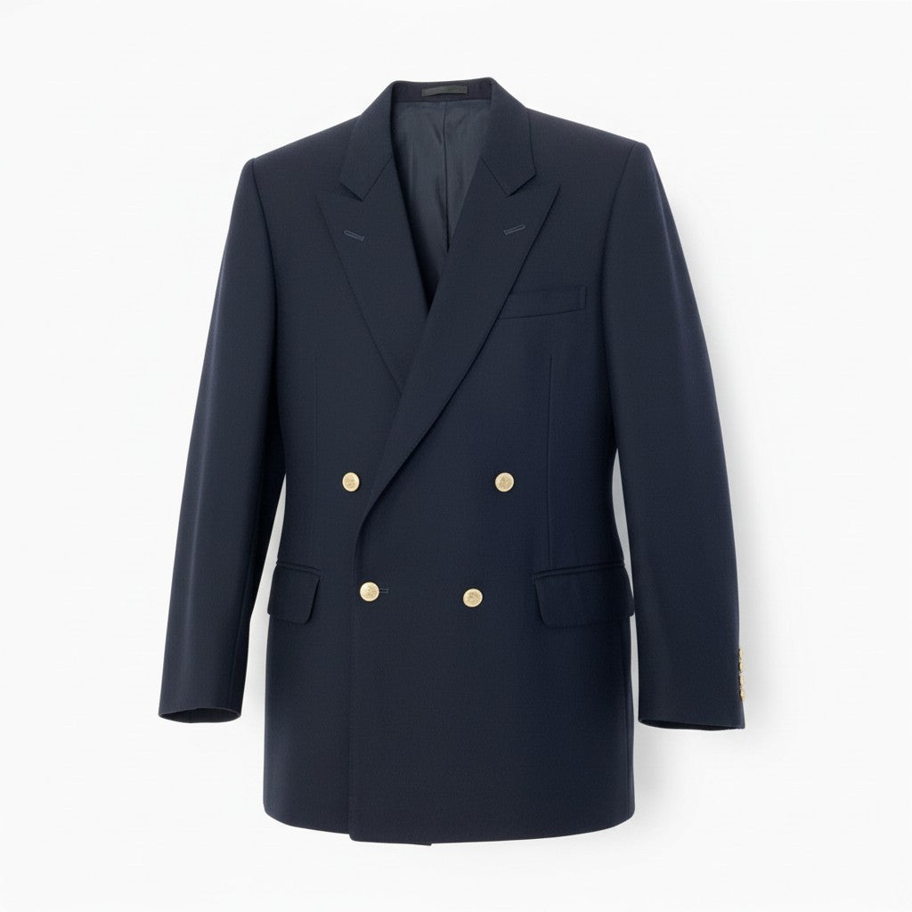 56c9 《美品》 OLD Burberrys バーバリーズ 紺ブレザー ホース金ボタン テーラージャケット ダブル 180A7 ネイビー ウール メンズu02t