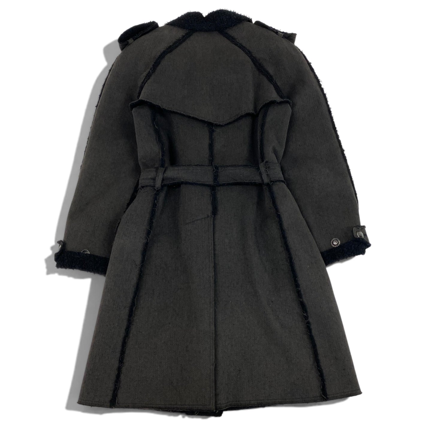 Ch28 CHANEL シャネル 06A ココボタン カットオフ トレンチコート 06A Frayed-Edge Trench Coat P29495 size 38 ダークグレーt18r