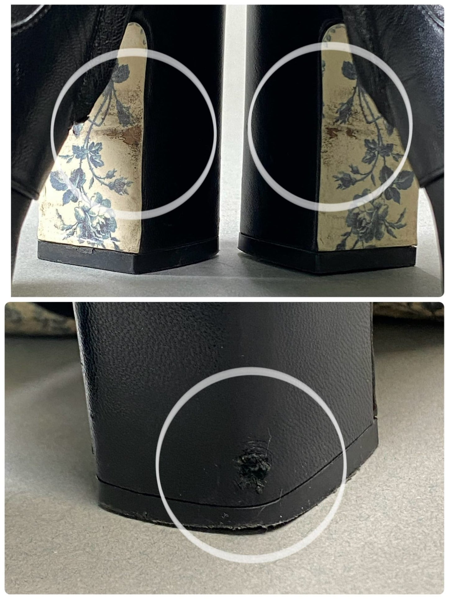 1L11 GUCCI グッチ ダブルG GGマーモント ショートブーツ チャンキーヒール サイズ36 ブラック レザー レディース 靴 ブーツk02i