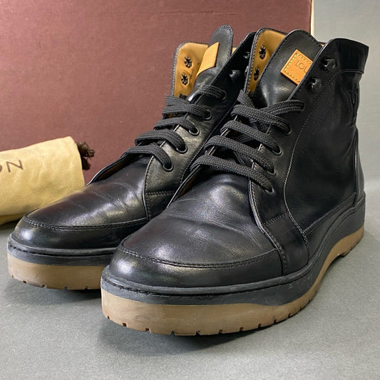 1g29 LOUIS VUITTON ルイヴィトン LVロゴ レースアップブーツ シューズ イタリア製 7 ブラック レザー メンズ