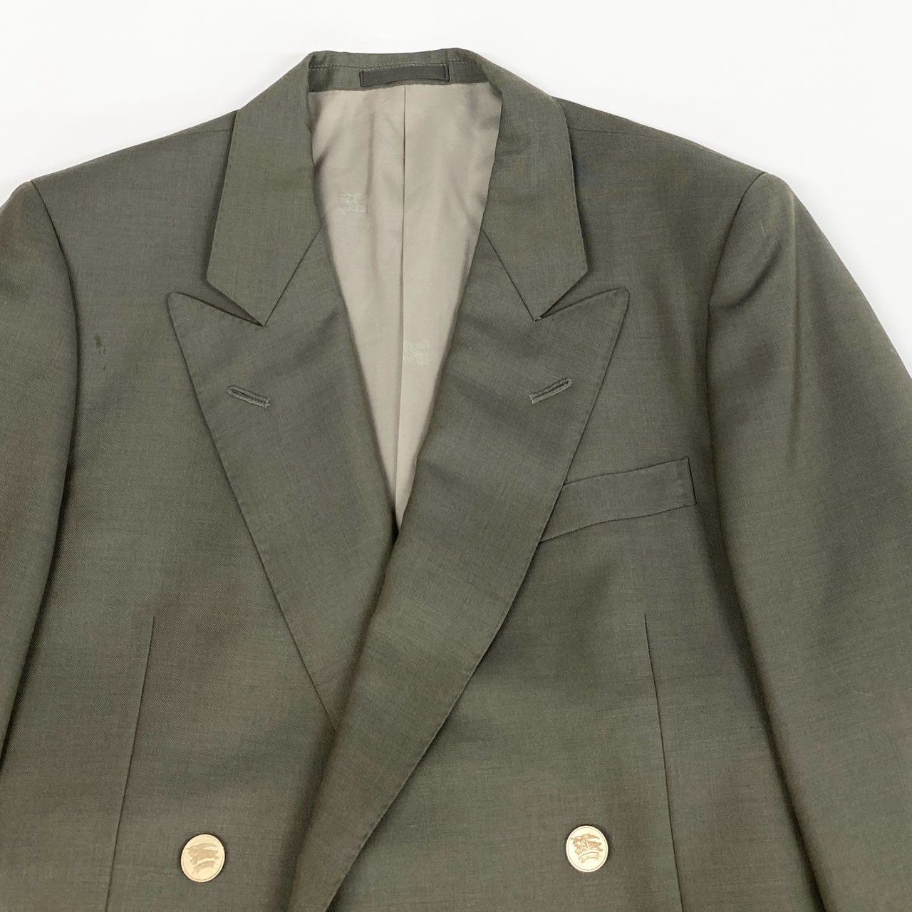 48L23 Burberry's バーバリーズ スーツセットアップ テーラードジャケット ダブルプレスト スラックス 165AB4サイズ カーキ ウール100％ メンズo07t