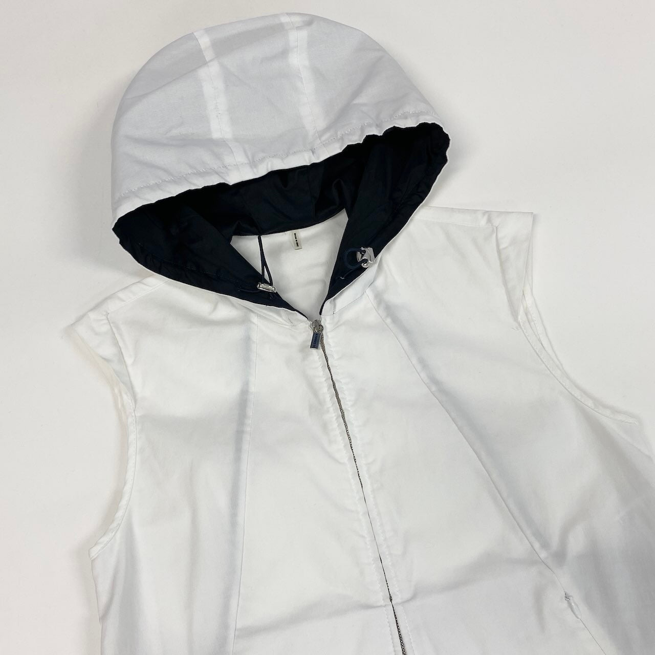 23e14 JIL SANDER ジルサンダー ジップアップ フーディ ベスト ジャケット イタリア製 34 ホワイト コットン レディースo07t