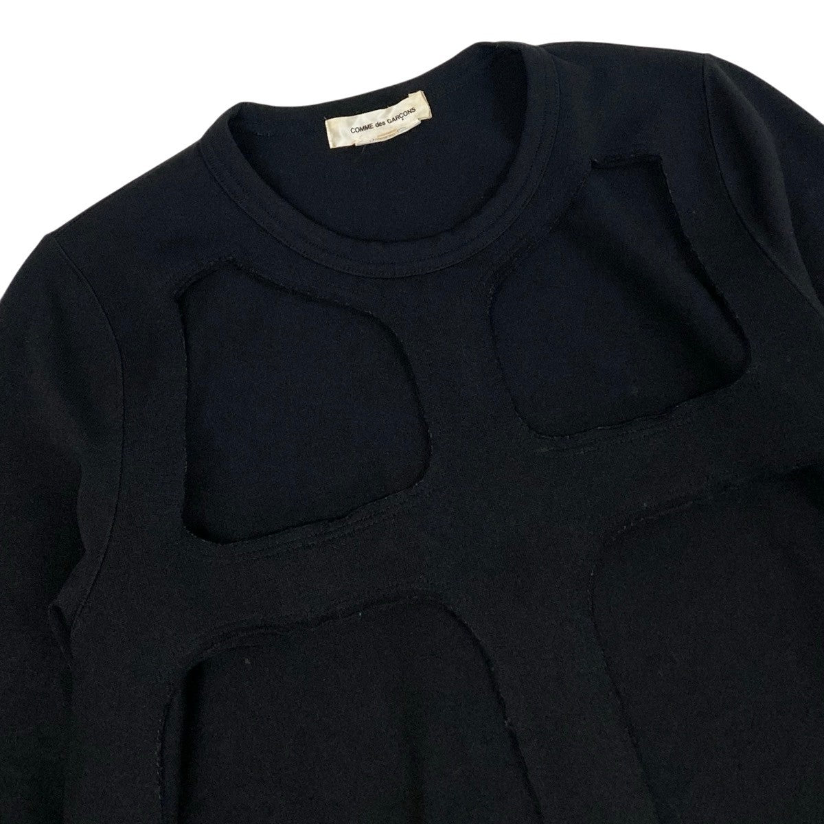 Ag3 COMME des GARCONS コムデギャルソン カッティング ウールトップ Deconstructed Cut-Out Jersey Top サイズM ブラックt18r
