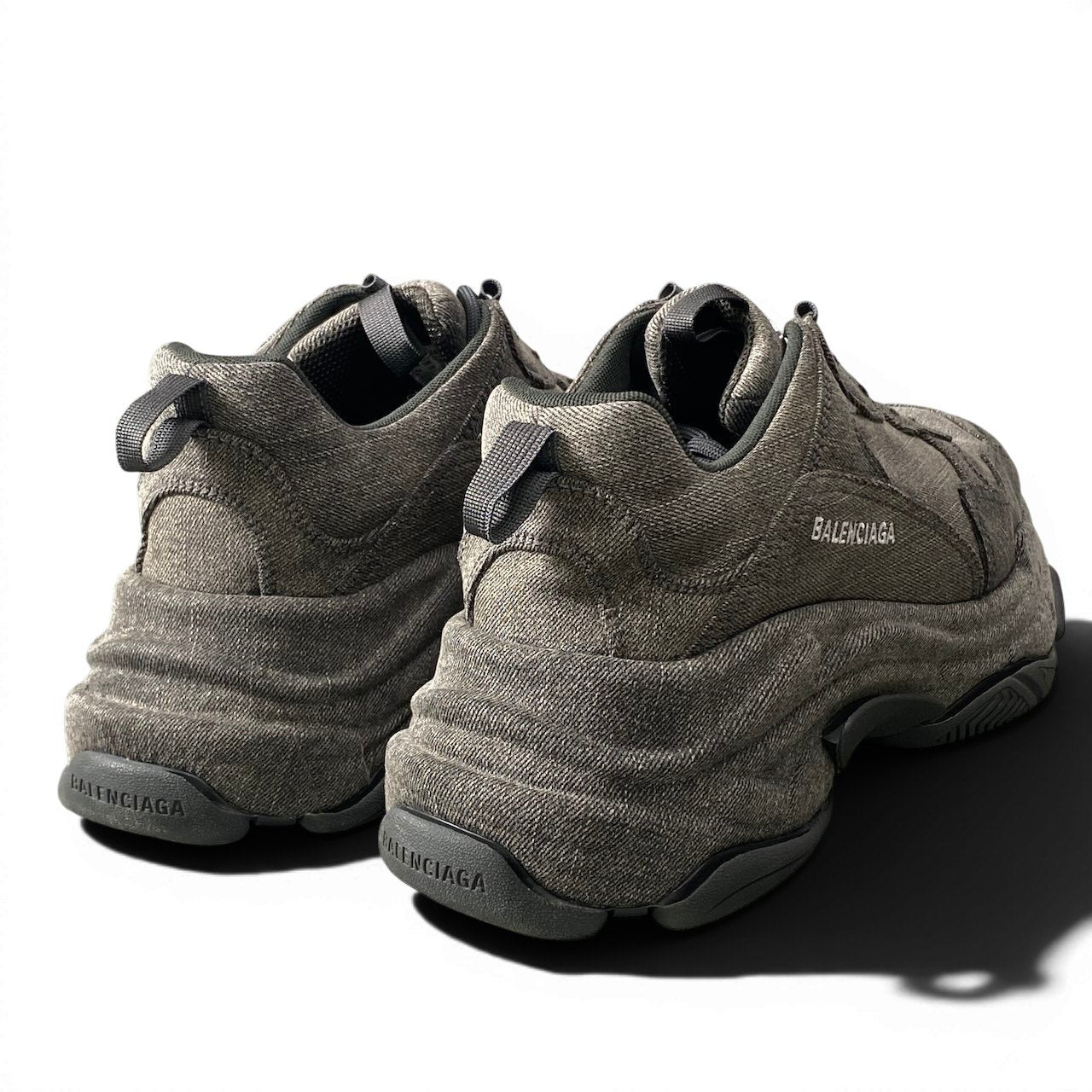 f18 《美品》 BALENCIAGA バレンシアガ トリプルエス デニム スニーカー TRIPLE S DENIM SNEAKERS 44 グレー シューズt18r