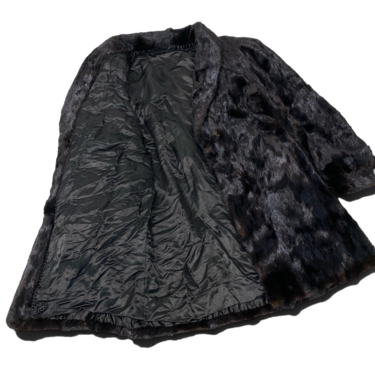 73i19 ダークミンク ロングコート 丈95cm サイズ11 ブラック 本毛皮 Dark Mink Fur Long Coatt18r