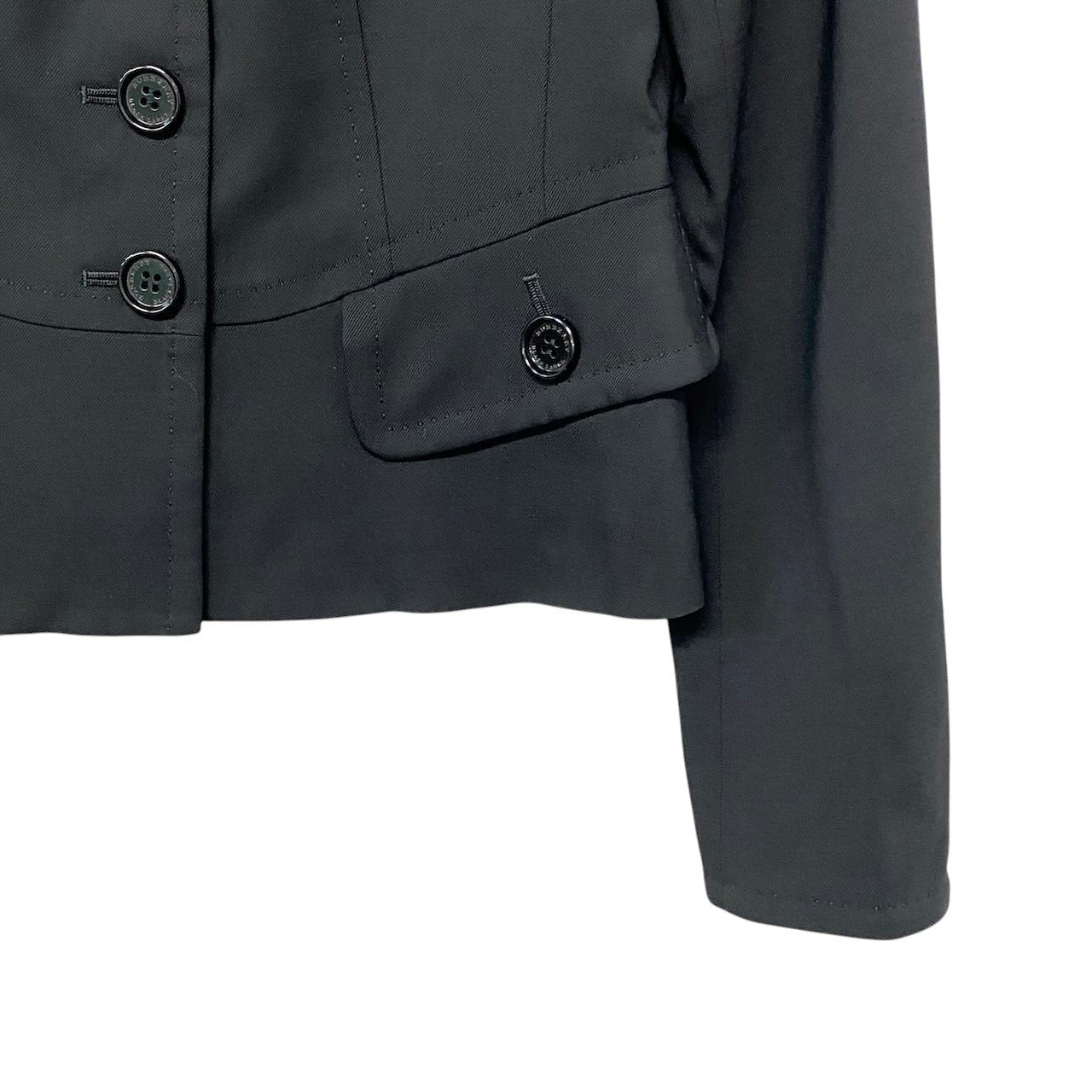 6h28 BURBERRY BLACK LABEL バーバリー ブラックレーベル テーラードジャケット 裏地ロゴ総柄 サイズ40 ブラック レディースo07t