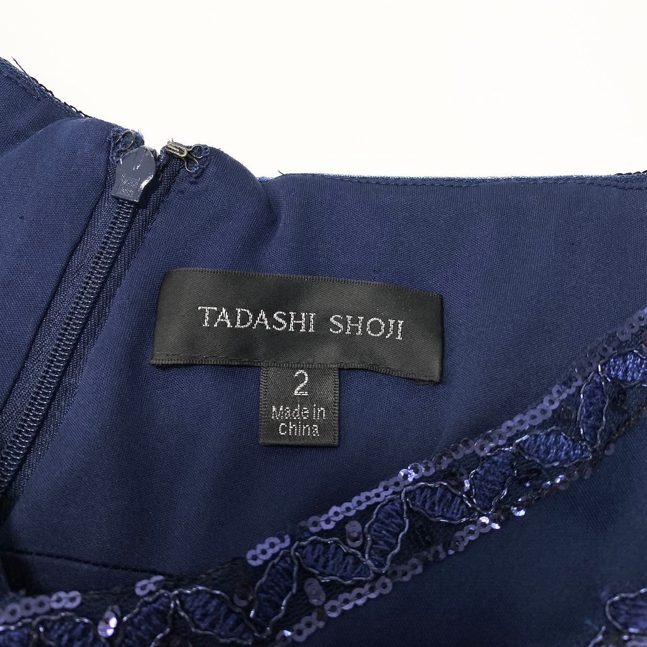 4c29 TADASHI SHOJI タダシショージ 刺繍ドレスワンピース スパンコール刺繍 膝丈 AGD19068MJ 2サイズ ネイビー レディース 女性用u02t