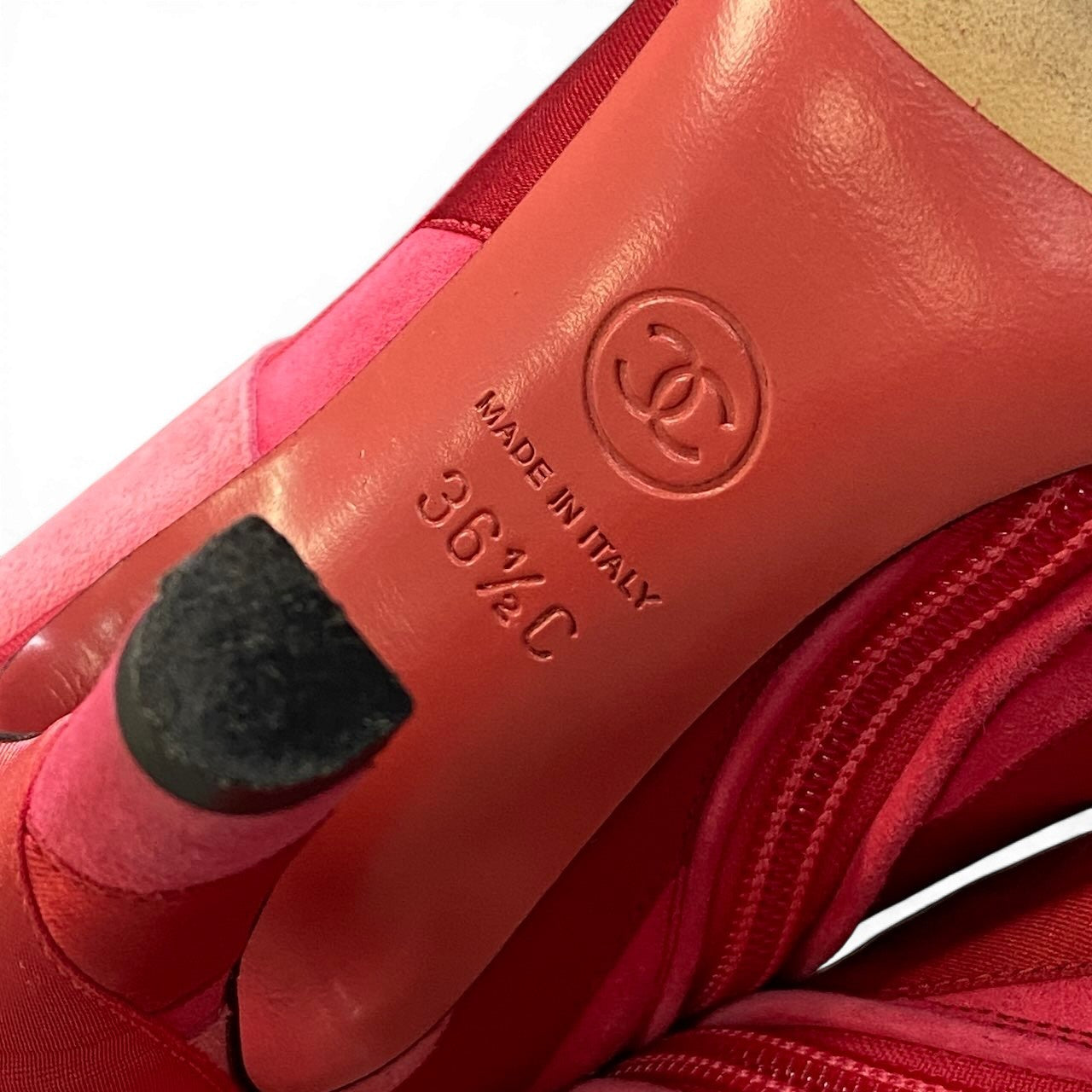 Ad2 CHANEL シャネル ココマーク パッチワーク サイドジップブーツ サイズ36 1/2 ピンク系 スウェード/サテン レディース 女性用 パンプスk02i