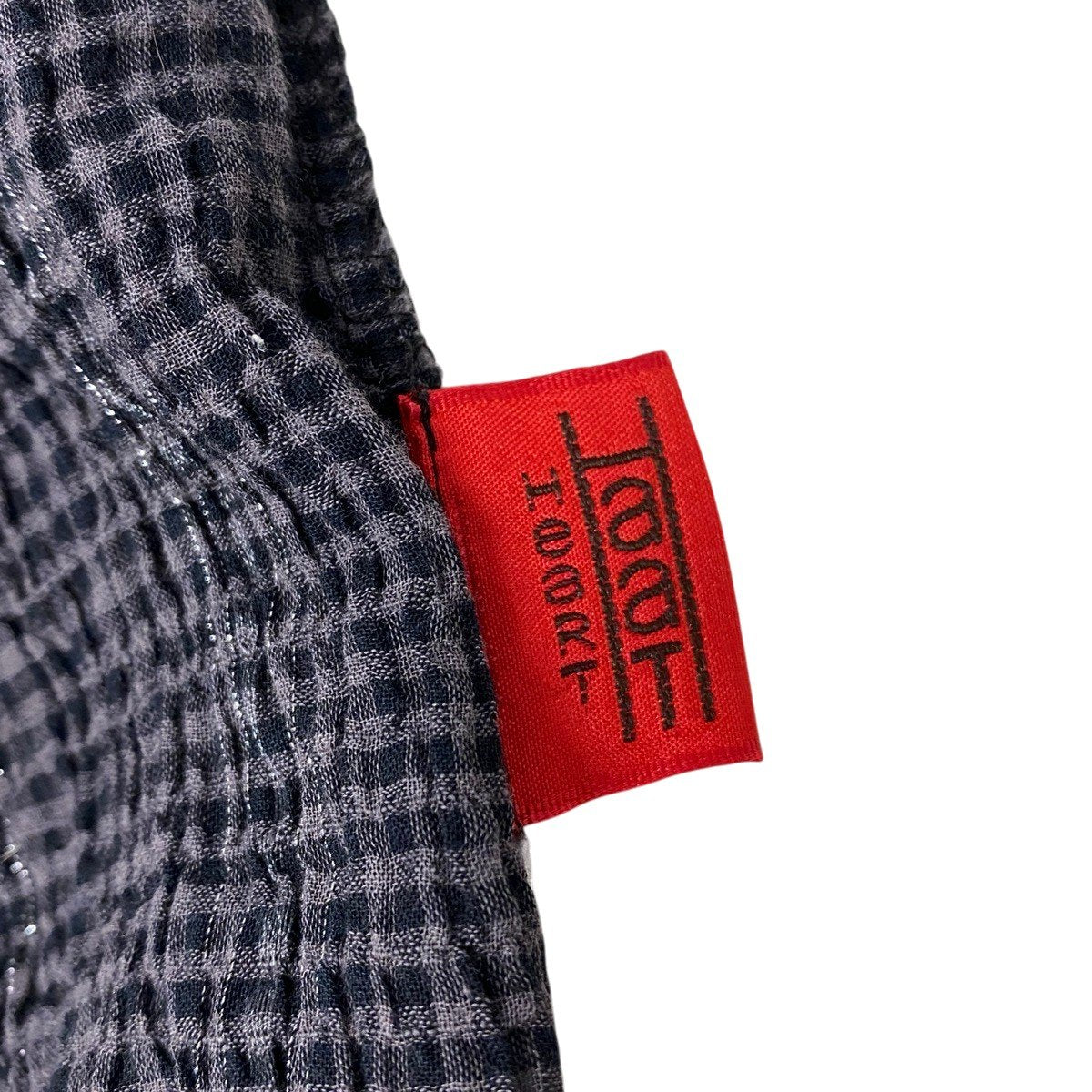 93h25 ISSEY MIYAKE Haat イッセイミヤケ ハート ロングスリーブシャツ チェック柄 ストレッチ 薄手 サイズ2 グレー系 レディースo07t