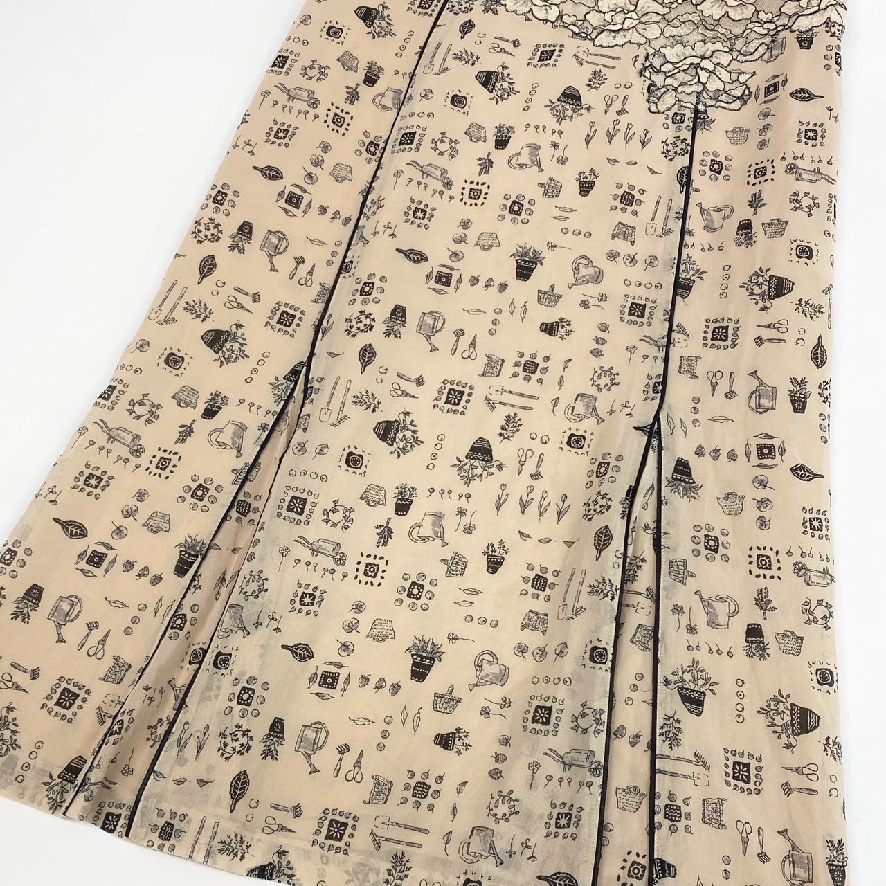 60j27 Roosa ロッサ 半袖ワンピース ロングワンピース ニット レース 総柄 44サイズ ベージュ ブラック レディースu02t