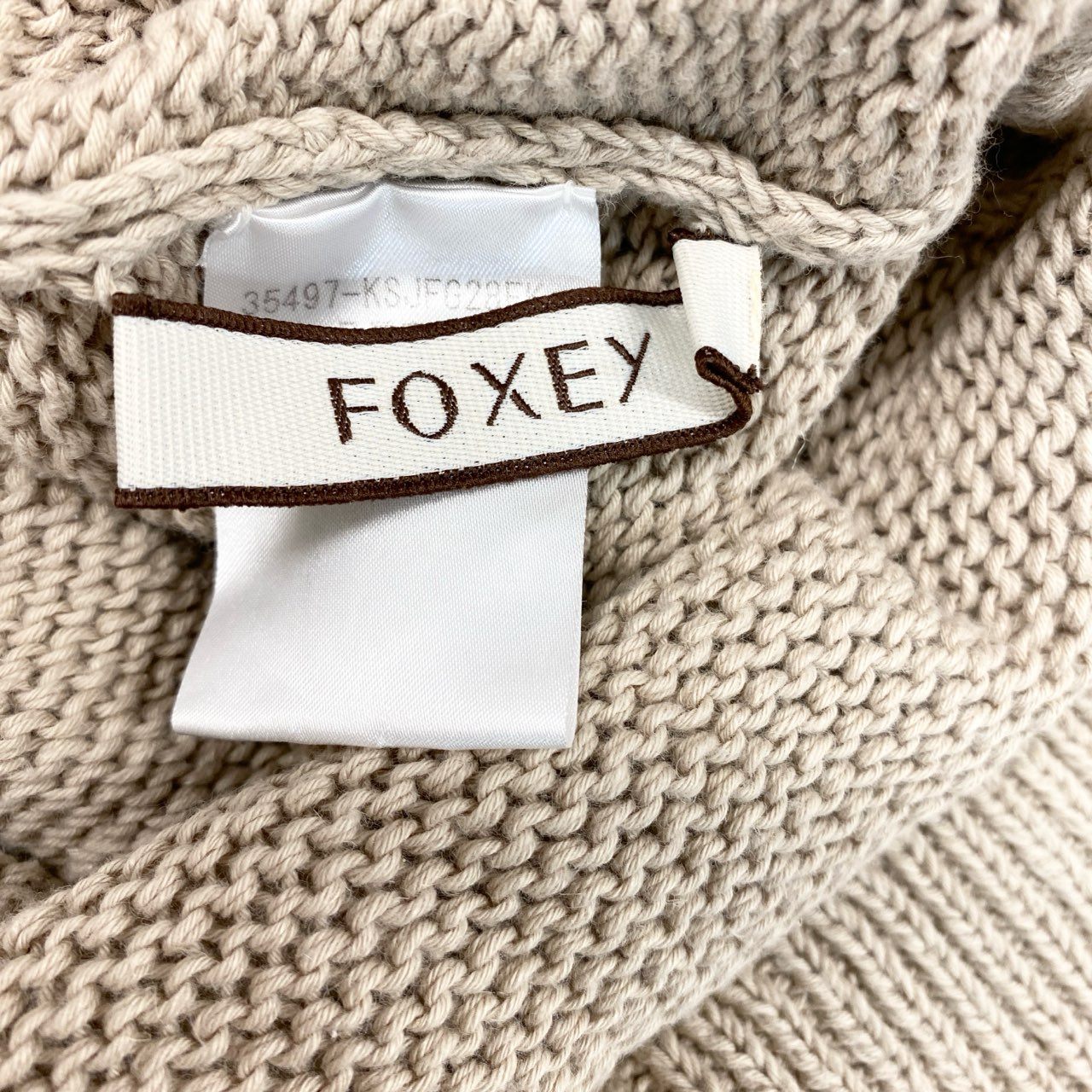 58b17 FOXEY フォクシー ローゲージニット ロングカーディガン 長袖 レディース 女性用 35497 Free ベージュ コットンリネンu02t