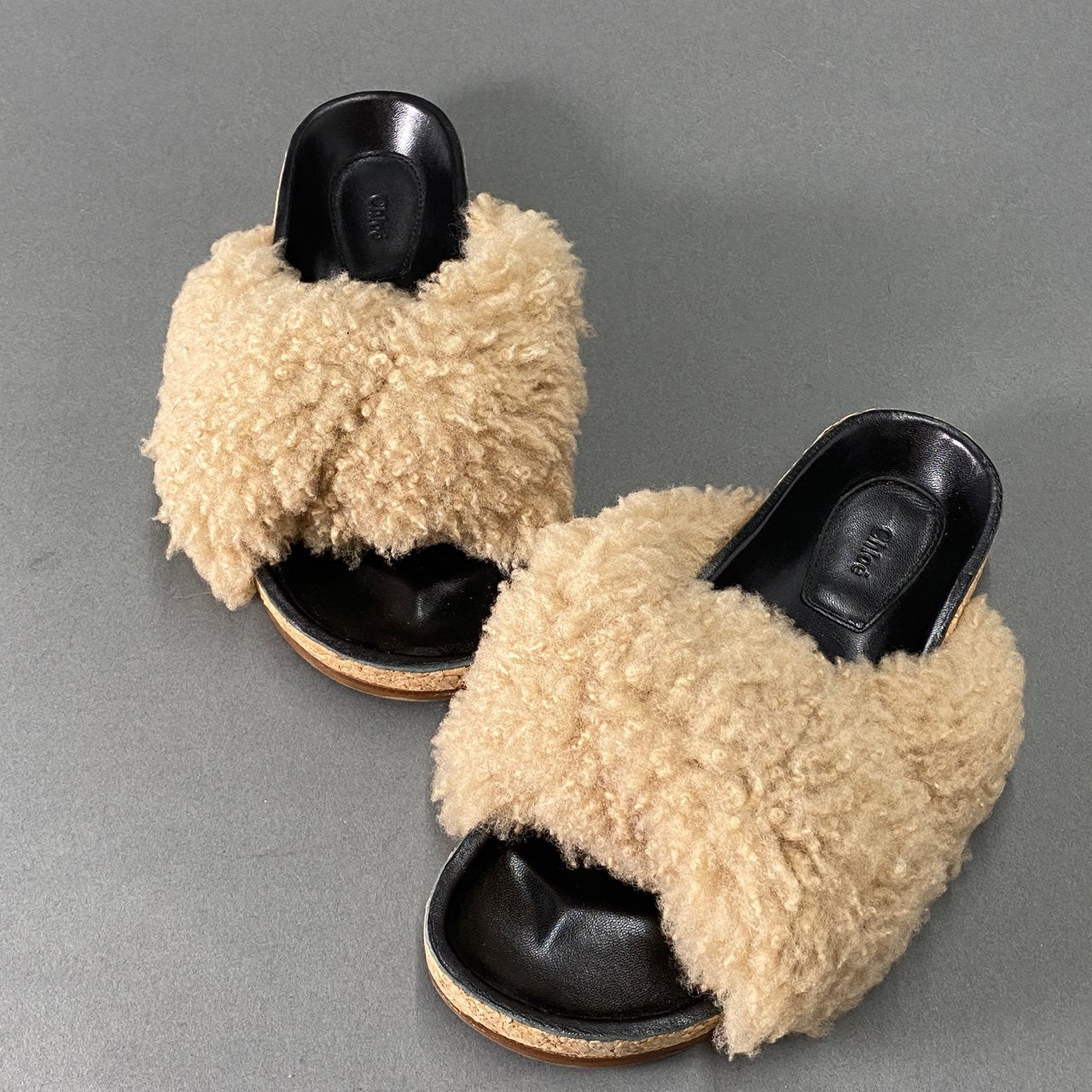 1L10 定価\79,200☆Chloe クロエ ファーサンダル  35(22.5～23cm相当) ベージュ シューズ イタリア製