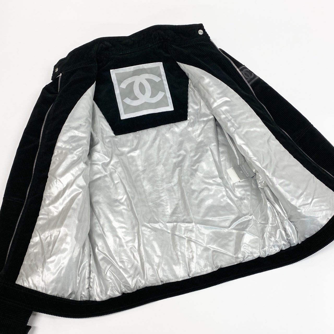 24L22 CHANEL シャネル コーデュロイブルゾン  スポーツライン 03A ココマーク ジャケット アウター P21678W03188 38サイズ ブラック コットン100％ レディースo07t