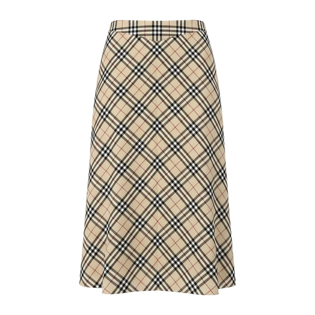 Ig6 BURBERRY LONDON BULE LABEL チェックスカート ノバチェック ミディアム丈 36サイズ ベージュ系 レディース 女性用ta2ta2